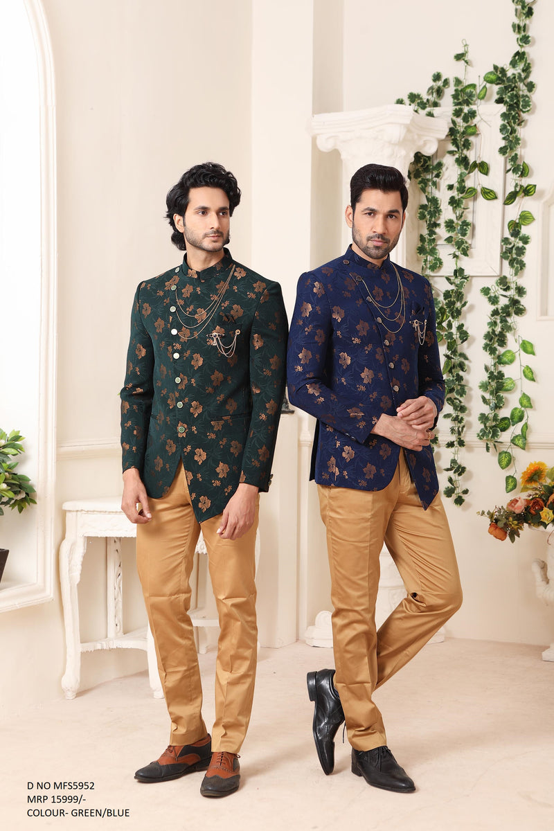 Party Plain Mens Green Jodhpuri Suit, Size: 36-46 at Rs 3495 in New Delhi